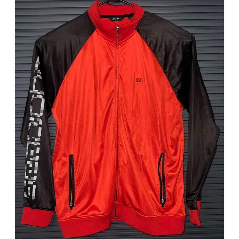 Sean John Red & Black Full Zip Track Jacket Size 3XL Polyester Mens